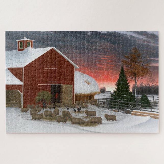 Barnyard in Winter Jigsaw Puzzle (Horizontal)