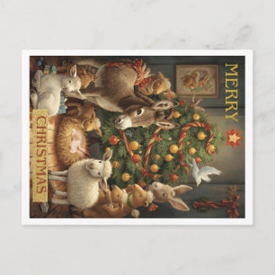 Barnyard Merry Christmas Holiday Postcard