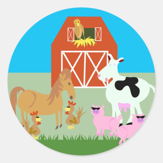 Barnyard Party Classic Round Sticker