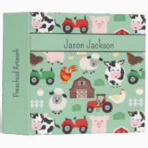 Barnyard Pattern Farm Animal Cute Kids 3 Ring Binder