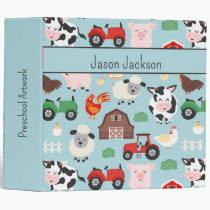 Barnyard Pattern Farm Animal Cute Kids 3 Ring Binder