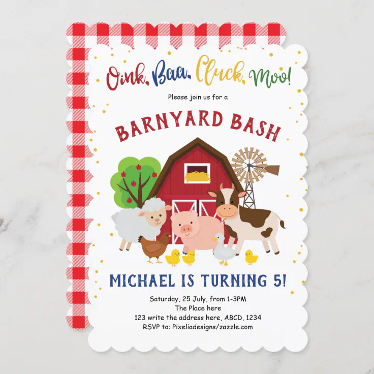 Barnyard, Petting Zoo, Farm Animals, Birthday Invitation | Zazzle