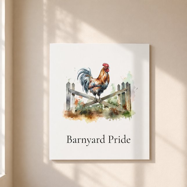 Barnyard Pride Rooster Watercolor Metal Wall Art (Creator Uploaded)