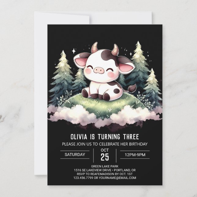 Barnyard Printable Cow Birthday Invitation (Front)
