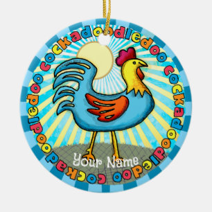 barnyard Rooster Ceramic Ornament