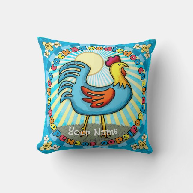barnyard Rooster Throw Pillow (Front)