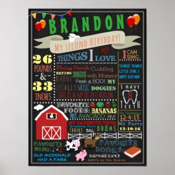 Barnyard Second Birthday Poster by DaisyLane at Zazzle
