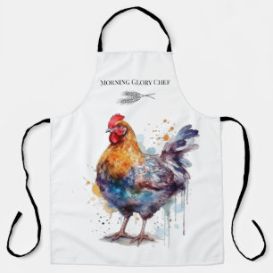 Barnyard Splendor: Watercolor Hen, custom Apron