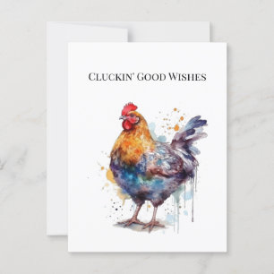 Barnyard Splendor: Watercolor Hen, custom Postcard