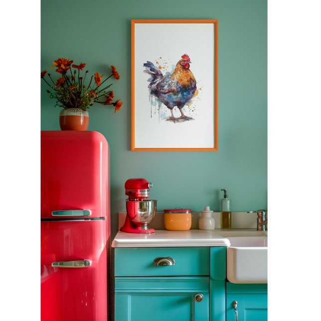 Barnyard Splendor: Watercolor Hen Poster (Creator Uploaded)