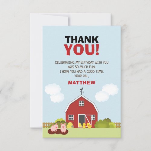 Barnyard Thank You Invitation