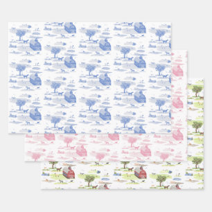 Barnyard Toile Wrapping Paper Sheets