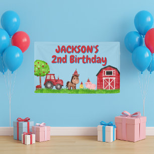 Barnyard Tractor Animals 2nd Birthday Banner
