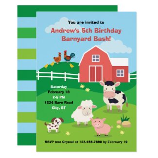 Barnyard with Animals Birthday Party Invitation