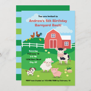 Barnyard with Animals Birthday Party Invitation