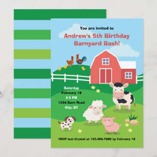 Barnyard with Animals Birthday Party Invitation