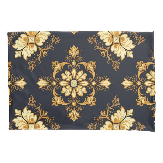 "Barockes Ornament-Muster in Gold und Schwarz" Dec Pillow Case (Front)