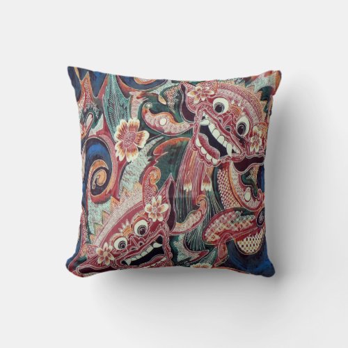 Barong Bali Batik Pattern Throw Pillow