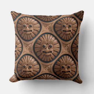 Barong Eyes Mosaic 3D Batik Motif Throw Pillow