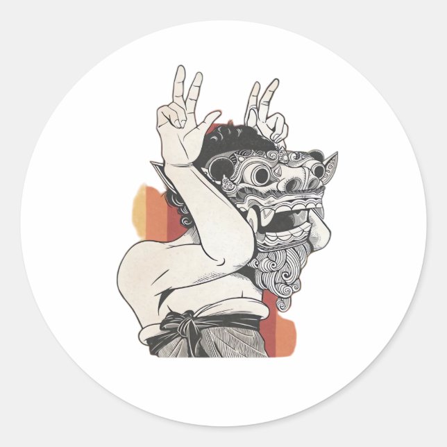Barong Peekaboo Classic Round Sticker (Front)