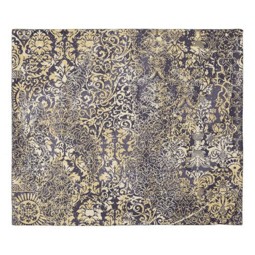 Baroque and Damask arabesque motifs ripped abstrac Duvet Cover