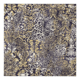 Baroque and Damask arabesque motifs ripped abstrac Faux Canvas Print