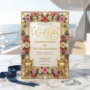 Baroque Angel & Dusty Rose Formal Wedding Invitation