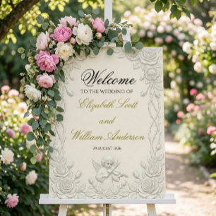 Baroque Angel & Violin Classical Nuptial Wedding Foam Board