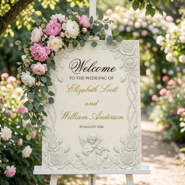 Baroque Angel & Violin Classical Nuptial Wedding Foam Board (Creator Uploaded)
