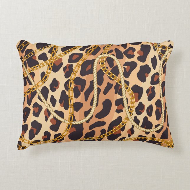 Baroque Animal Print, Chain Design Accent Pillow (Front)