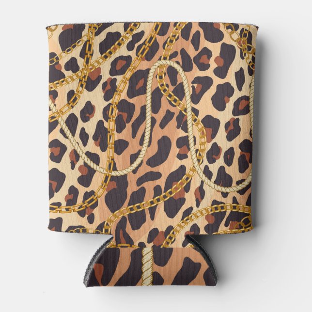 Baroque Animal Print, Chain Design Can Cooler (Front)