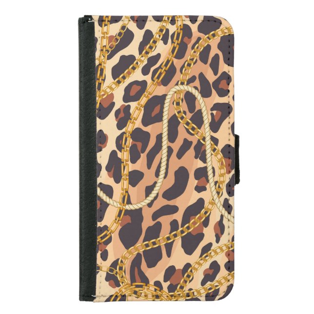 Baroque Animal Print, Chain Design Samsung Galaxy Wallet Case (Front)