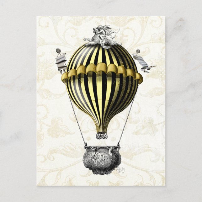 Baroque Balloon Black Yellow Postcard (Front)