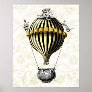 Baroque Balloon Black Yellow Poster