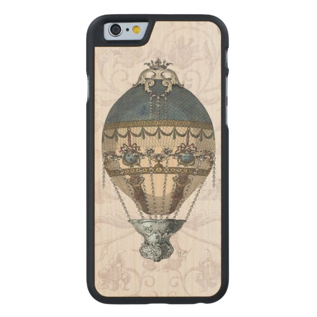 Baroque Balloon Blue & Cream Carved Wood iPhone Case (Back)