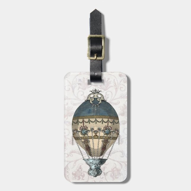 Baroque Balloon Blue & Cream Luggage Tag (Front Vertical)