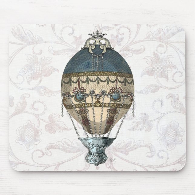 Baroque Balloon Blue & Cream Mouse Pad (Front)