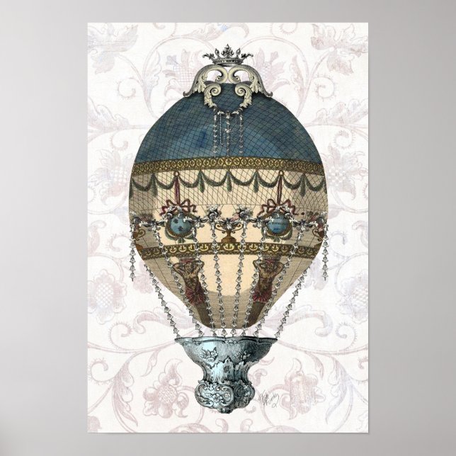 Baroque Balloon Blue & Cream Poster (Front)