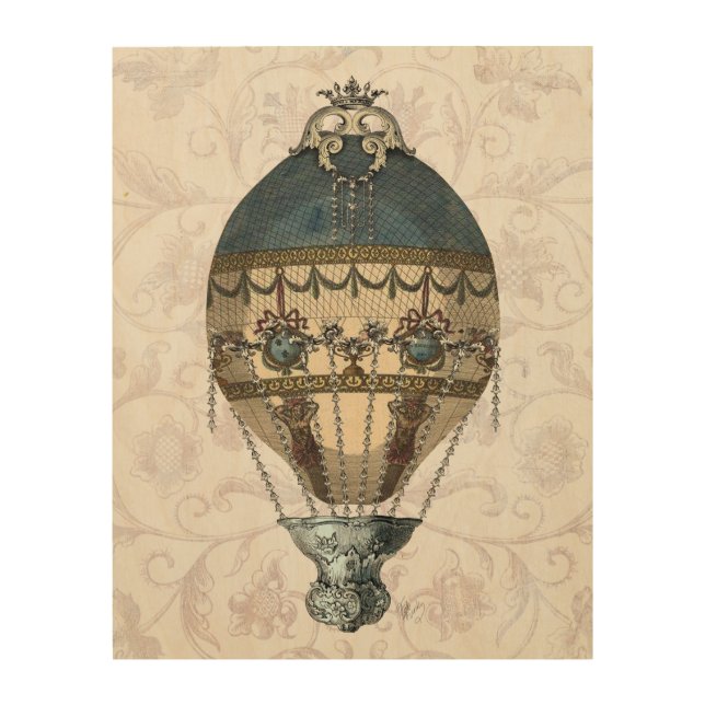 Baroque Balloon Blue & Cream Wood Wall Art (Front)