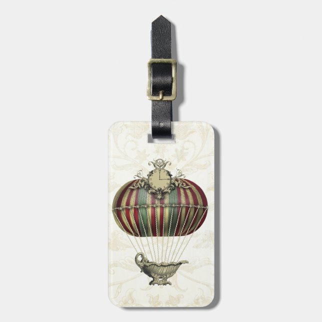 Baroque Balloon with Clock Luggage Tag (Front Vertical)