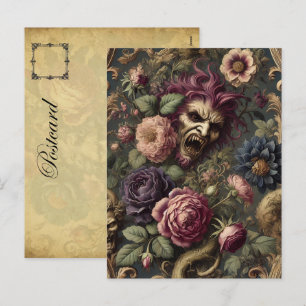 Baroque Battles & Blooms – Gothic Floral Design Holiday Postcard