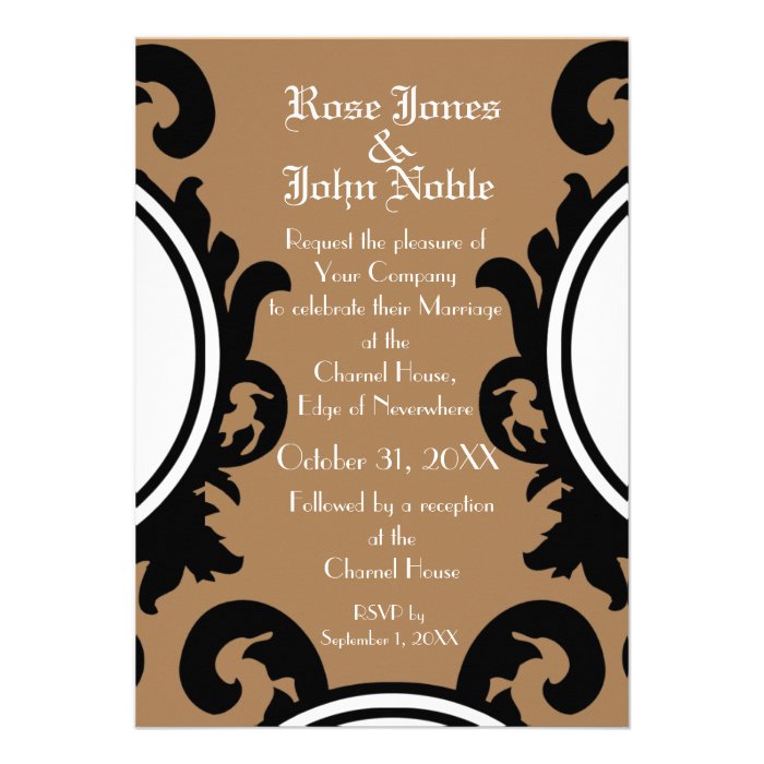 Baroque Black (Tan) Wedding Invitation