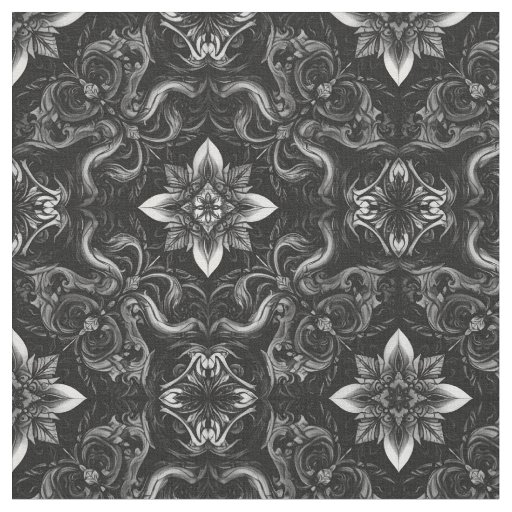 Baroque Black & White Fabric