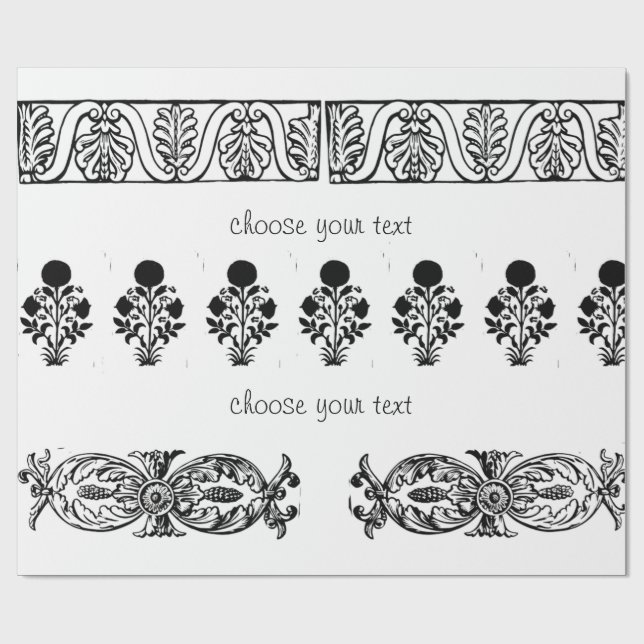 Baroque Block Print Border wrapping Paper   (Flat)