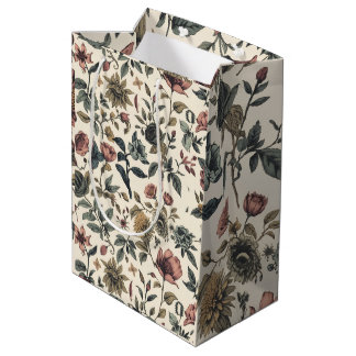 Baroque Botanica Wine Tote – Dark Vintage Floral  Medium Gift Bag