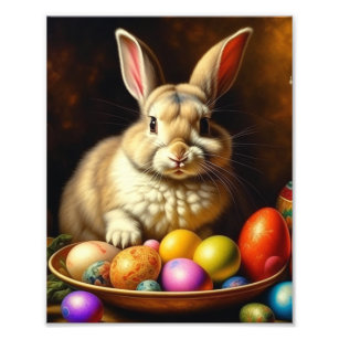 Baroque Brown Easter Bunny with Eggs Photo Print