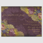 Baroque Burgundy Blooms &amp; Gold Splatter Decoupage Tissue Paper