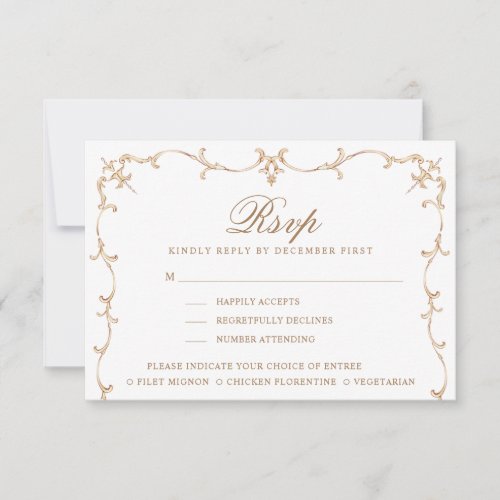 Baroque Crest  Monogram RSVP  Meal Options 