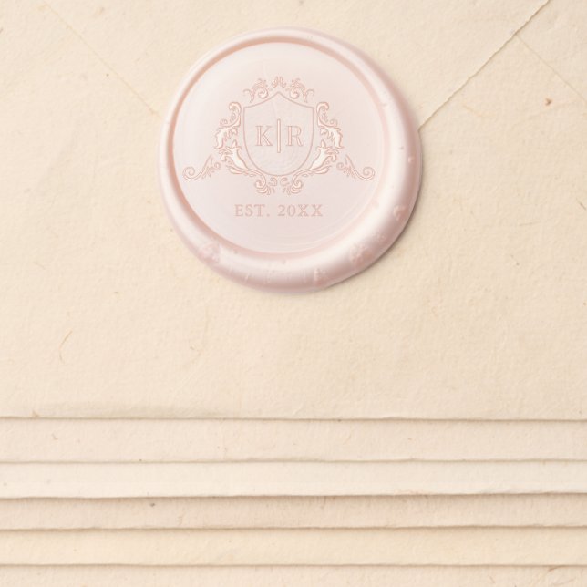 Baroque Crest Monogram Wedding Wax Seal Sticker (Front)