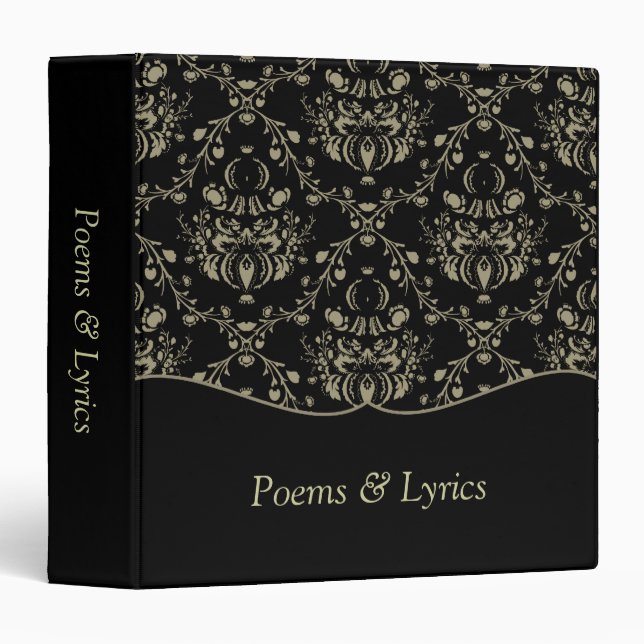 Baroque Damask Black 3 Ring Binder (Front/Spine)